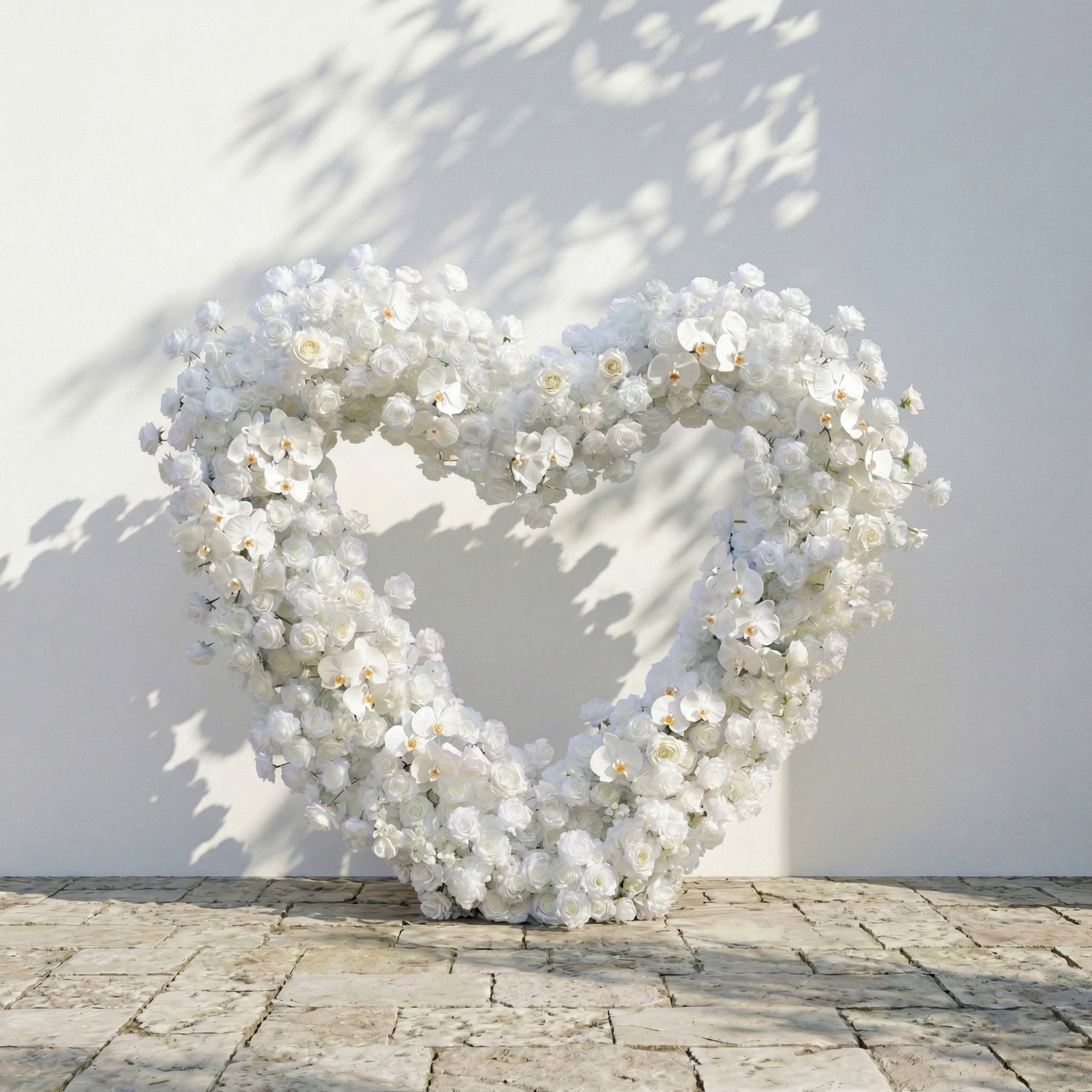 Elvani: Luxury Ivory Heart-Shaped Orchid Artificial Floral Arch Decor for Dreamy Proposals &amp; Weddings