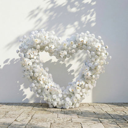 Elvani: Luxury Ivory Heart-Shaped Orchid Artificial Floral Arch Decor for Dreamy Proposals &amp; Weddings
