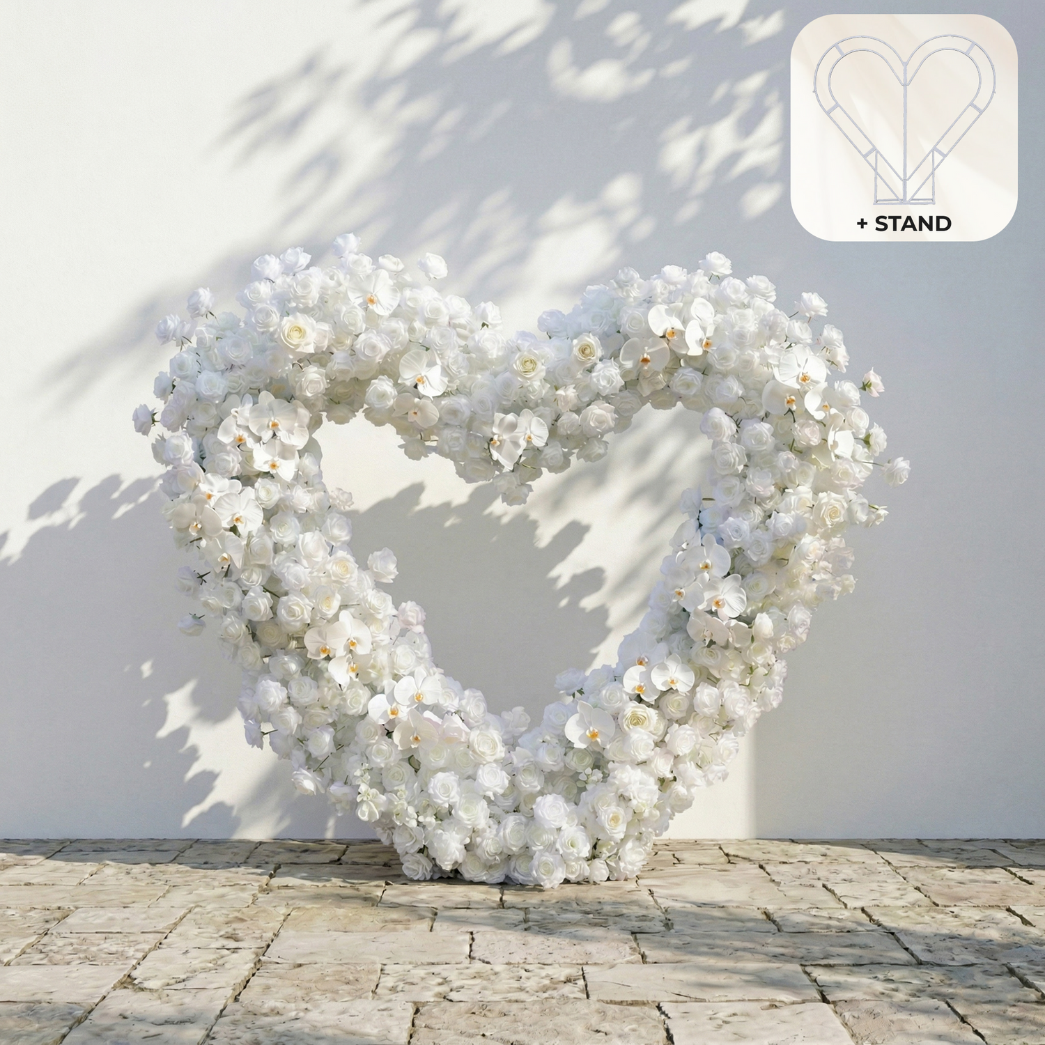 Elvani: Luxury Ivory Heart-Shaped Orchid Artificial Floral Arch Decor for Dreamy Proposals &amp; Weddings
