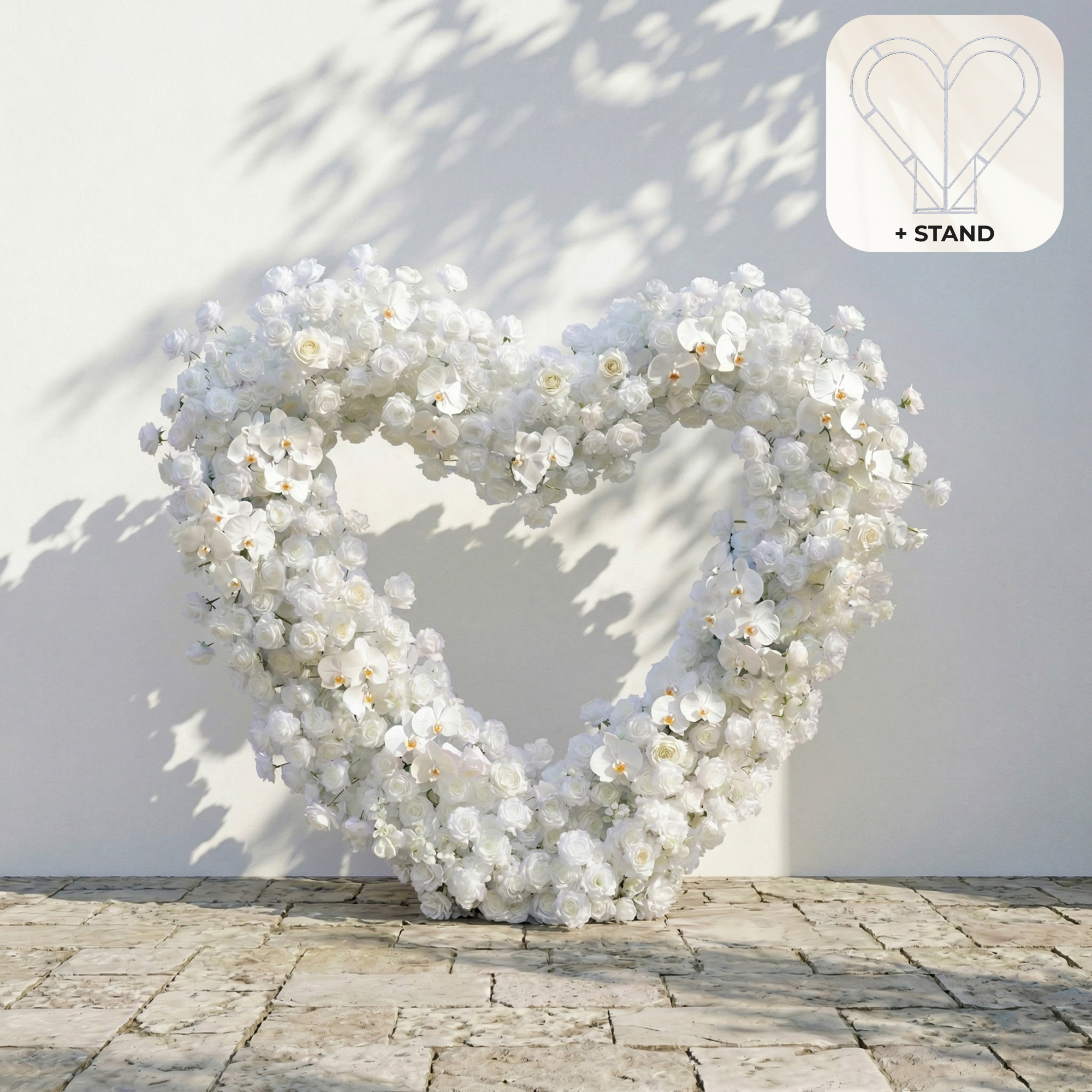 Elvani: Luxury Ivory Heart-Shaped Orchid Artificial Floral Arch Decor for Dreamy Proposals &amp; Weddings