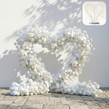 Elvani: Luxury Ivory Heart-Shaped Orchid Artificial Floral Arch Decor for Dreamy Proposals &amp; Weddings
