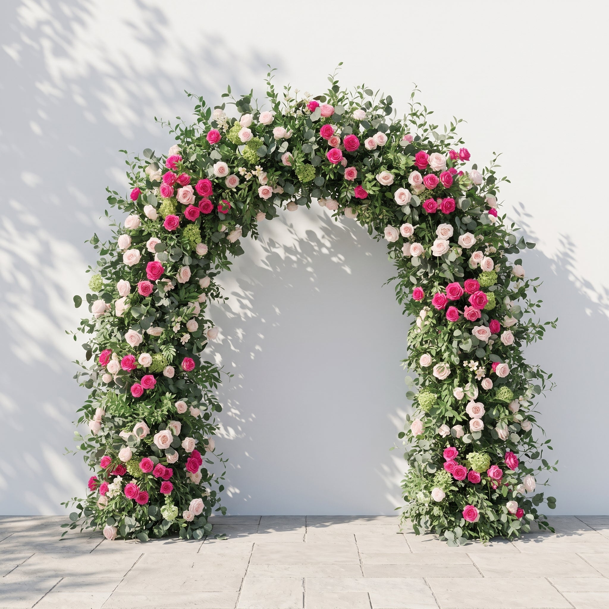 Elvenessa: 2026 New Luxury Floral Arch with Pink Roses and Greenery Flower Arch for Weddings&amp;Events Decoration Incuding Frame