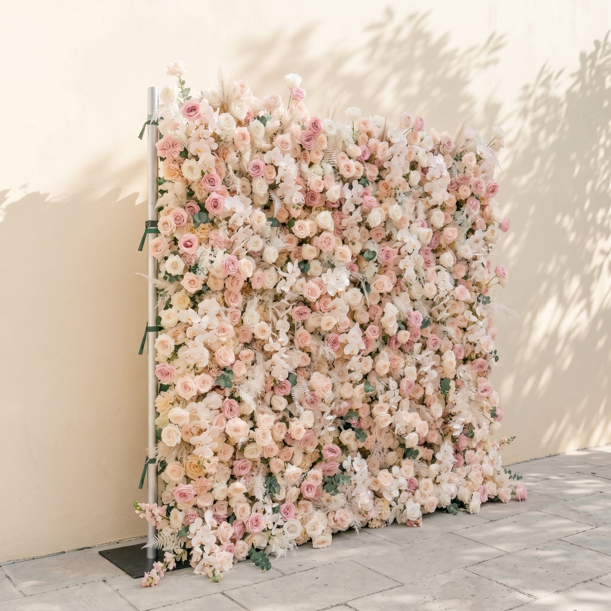 Elvenessa:5D Neutral Warm Blush Pink &amp; Ivory White Silk Rose Flower Wall Roll-Up Fabric Backdrop for Romantic Weddings &amp; Proposals