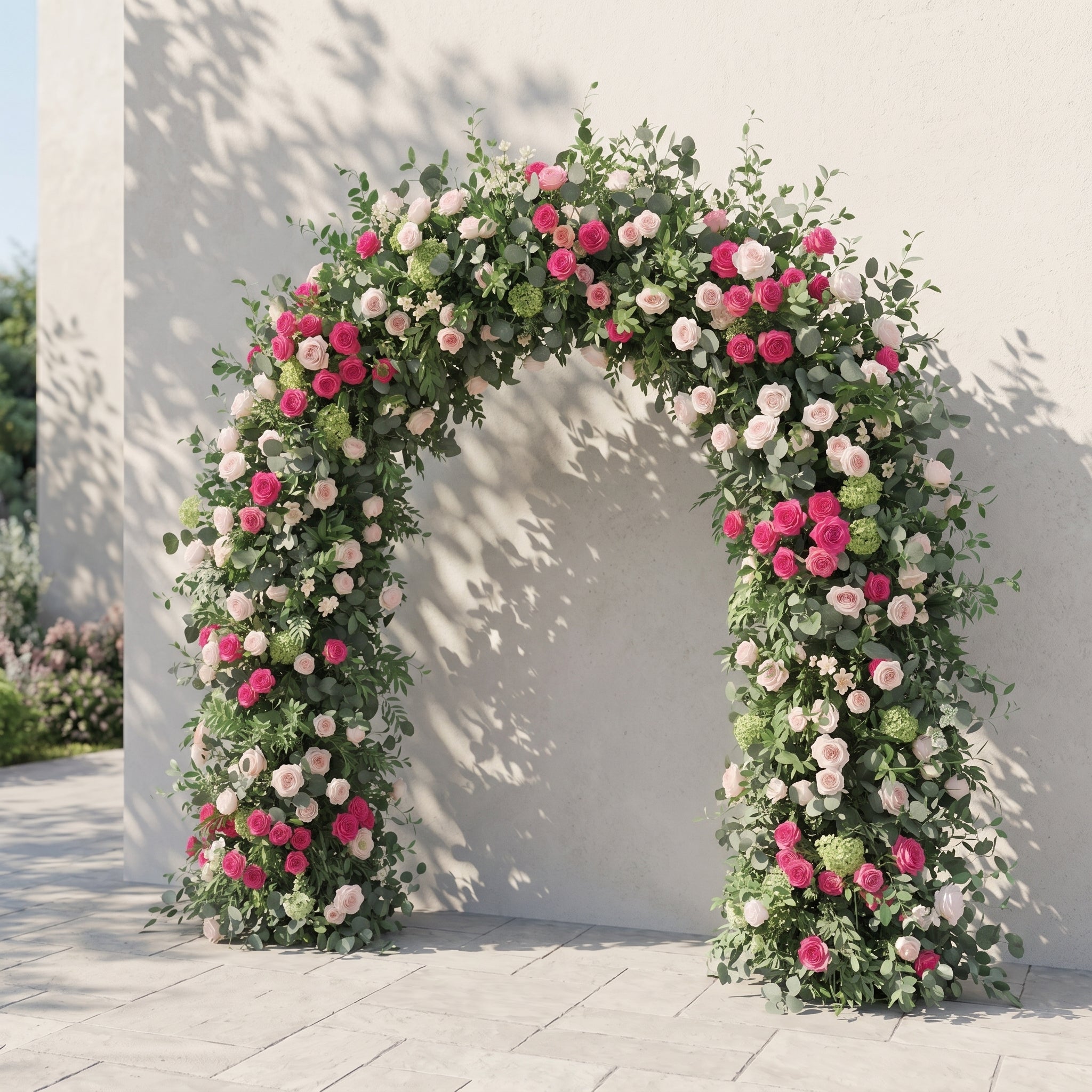 Elvenessa: 2026 New Luxury Floral Arch with Pink Roses and Greenery Flower Arch for Weddings&amp;Events Decoration Incuding Frame