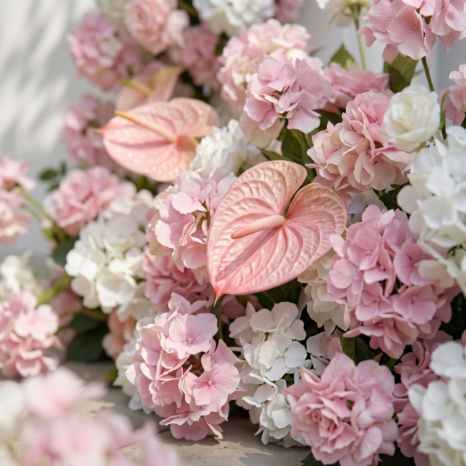 Elvensora:Wedding Background KT Board Decorative Pink&amp;White Flower Rows Exclude Frames elvensora detail 3