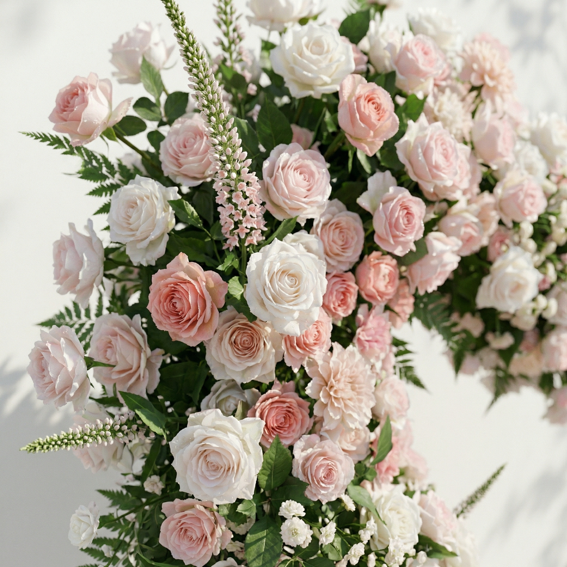 Elysora: Romantic Blush Pink &amp; Ivory Heart-Shaped Floral Arch for Dreamy Wedding Ceremony