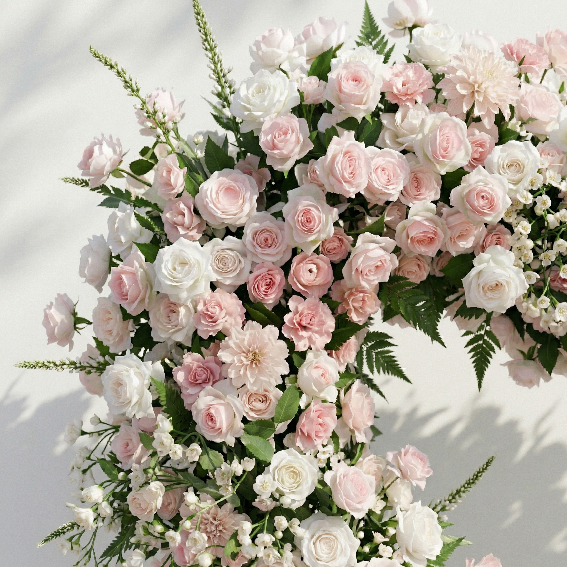Elysora: Romantic Blush Pink &amp; Ivory Heart-Shaped Floral Arch for Dreamy Wedding Ceremony