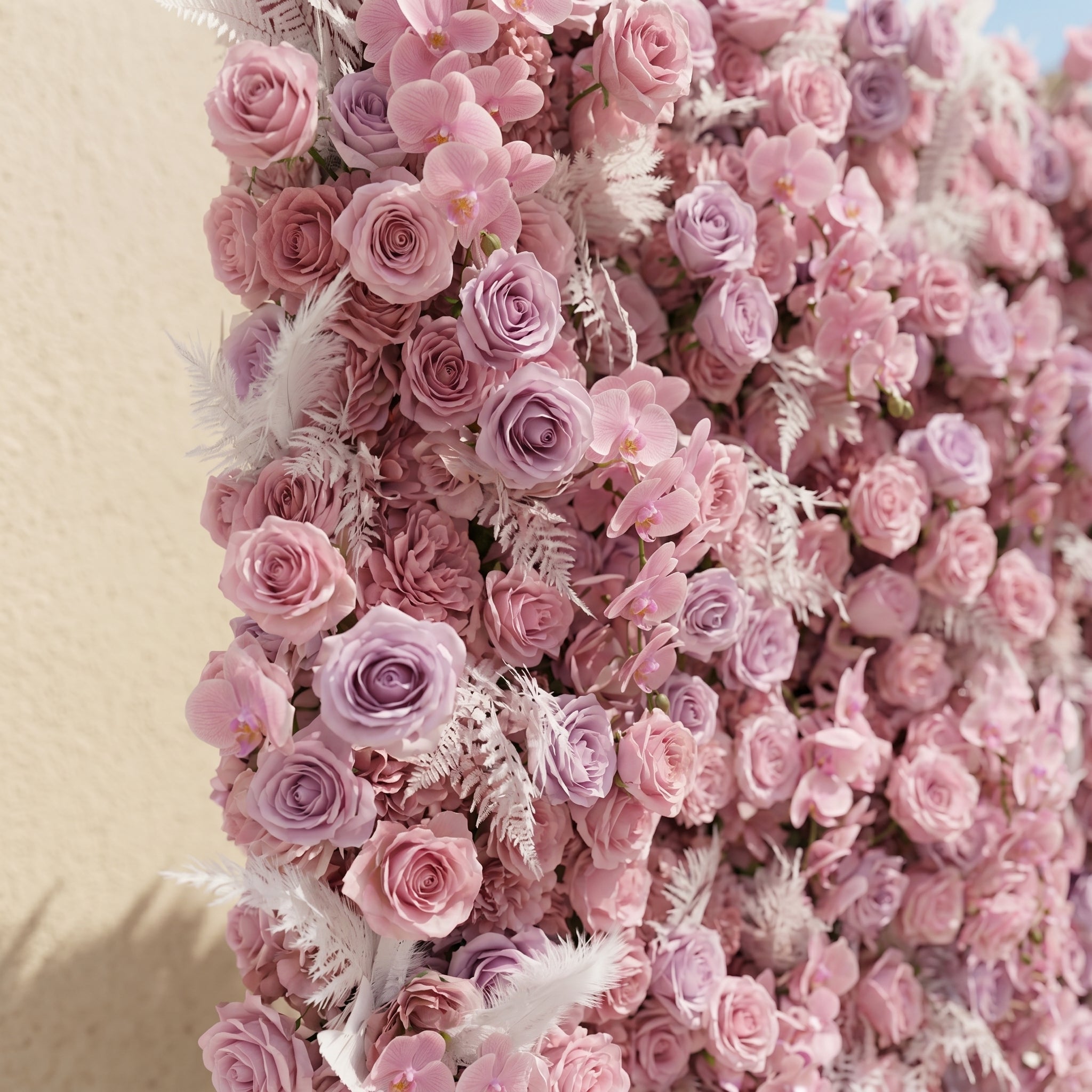 Emberiva: Luxury 5D Pink Silk Floral Wall Roll-Up Backdrop for Elegant Minimalist Weddings