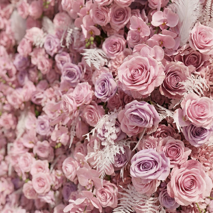 Emberiva: Luxury 5D Pink Silk Floral Wall Roll-Up Backdrop for Elegant Minimalist Weddings