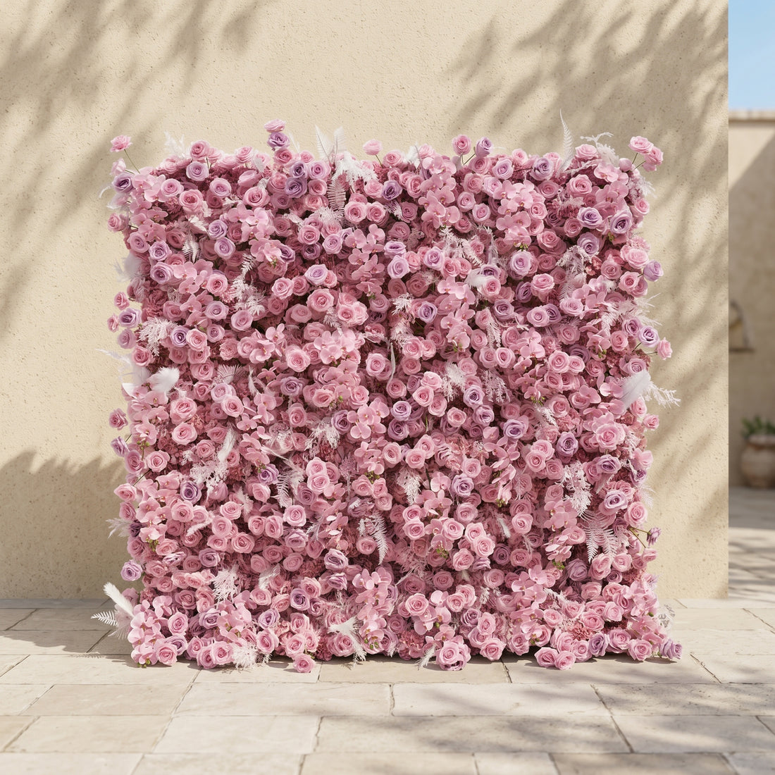 Emberiva: Luxury 5D Pink Silk Floral Wall Roll-Up Backdrop for Elegant Minimalist Weddings