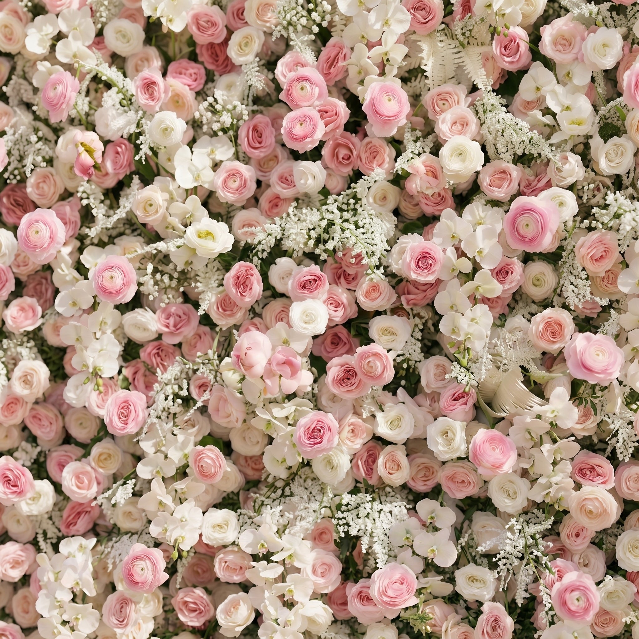 Valrella: Luxury 5D Pink &amp; White Silk Floral Wall Roll-Up Fabric Backdrop for Dreamy Weddings &amp; Garden Events