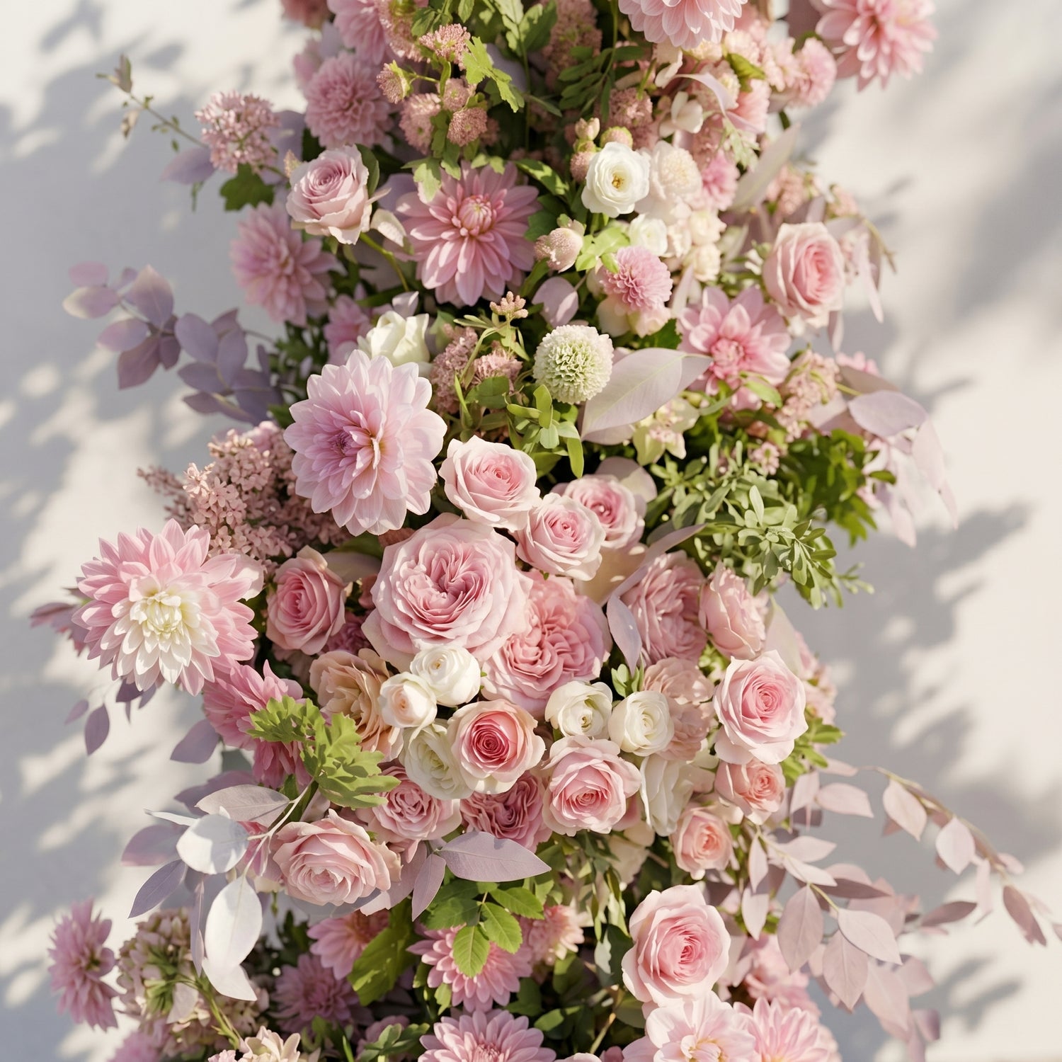 Emberlena: Luxury Muted Purple, Blush Pink &amp; Cream Floral Ground Horn Arch Backdrop Decor Including Frame