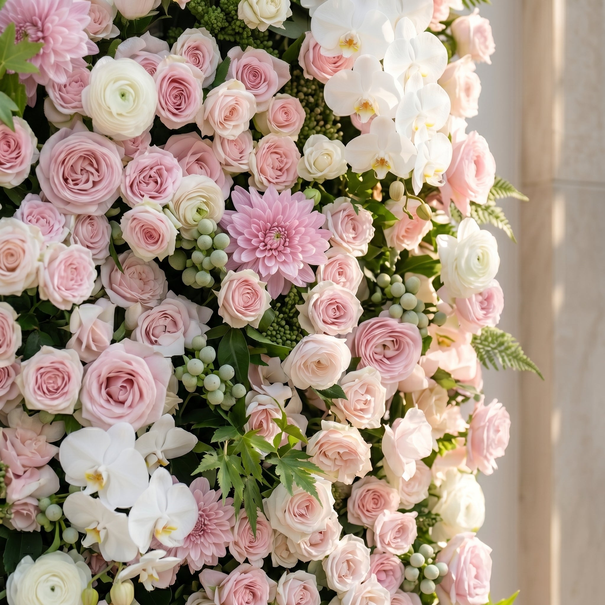 Embervale:Luxury 5D Roll-up Pink&amp;White Flower Wall for Wedding and Events Decor embervale detail 3