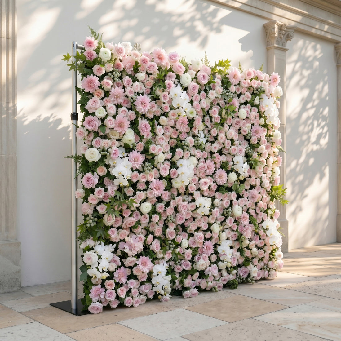 Embervale:Luxury 5D Roll-up Pink&amp;White Flower Wall for Wedding and Events Decor embervale left