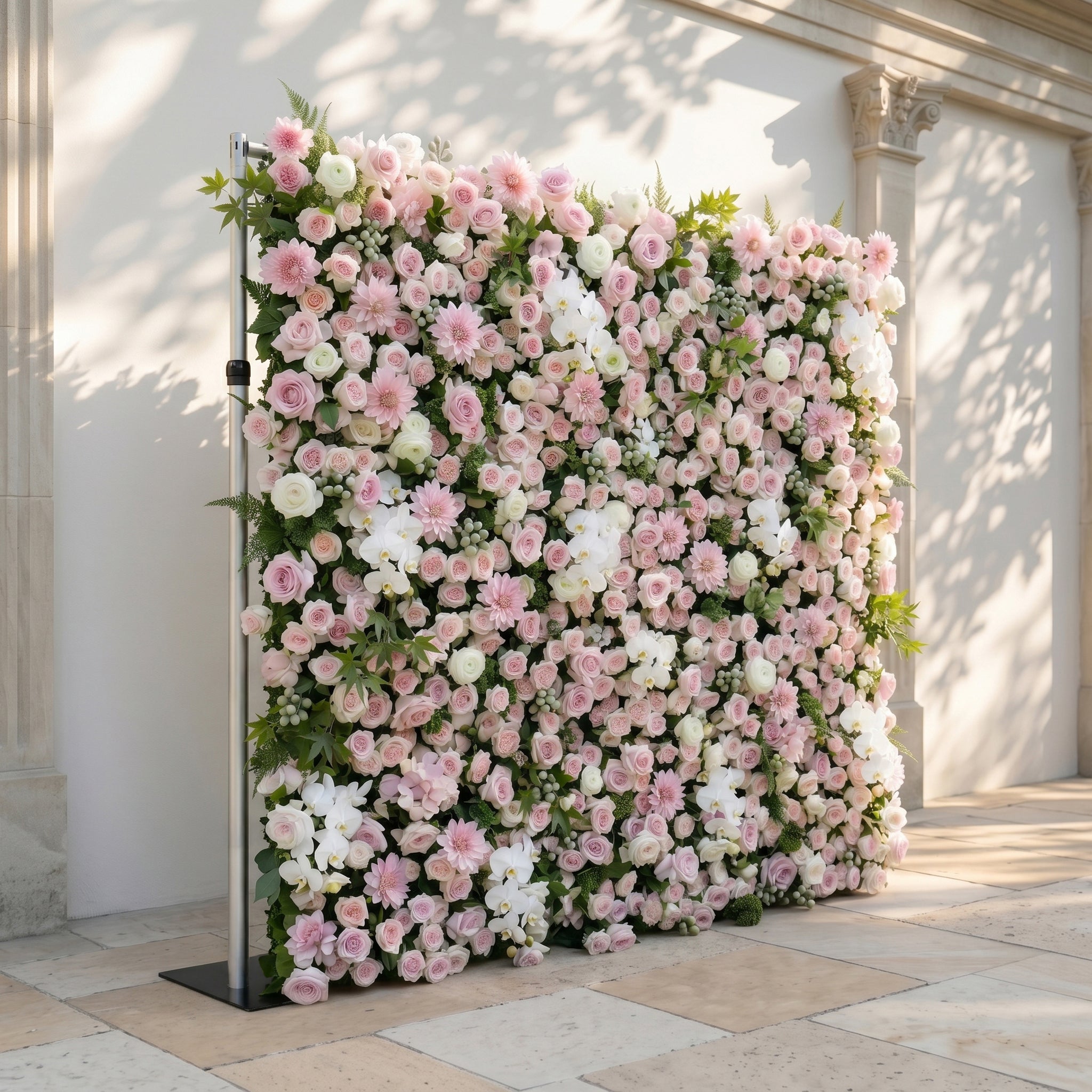 Embervale:Luxury 5D Roll-up Pink&amp;White Flower Wall for Wedding and Events Decor embervale left