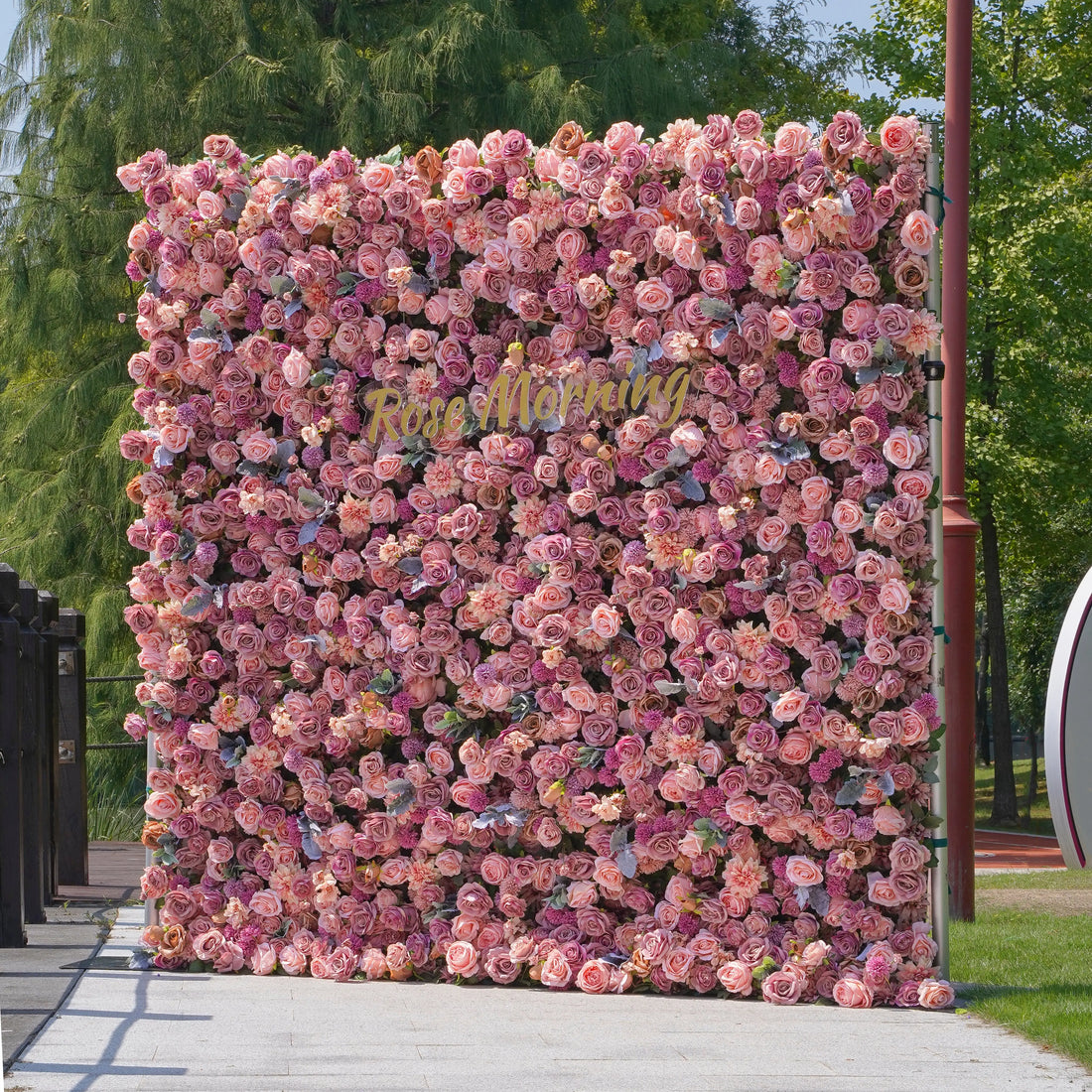 Eva：5D Fabric Artificial rolling up curtain flower wall