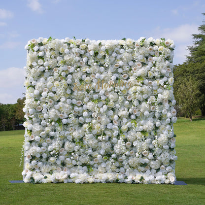 Eve：3D Fabric Artificial rolling up curtain flower wall