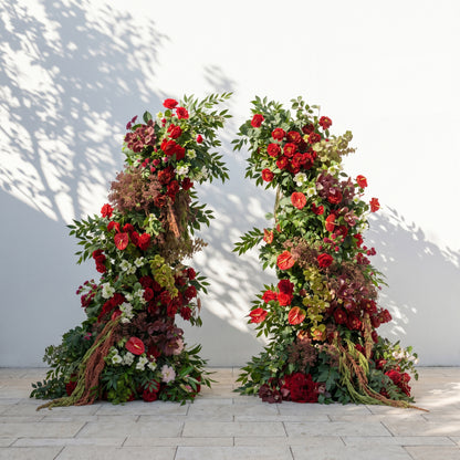 Fiorelle Horn Arch: Luxury Red Roses with natural Greenery Flower Arch for Garden Weddings and Events Decoration Incuding Frame