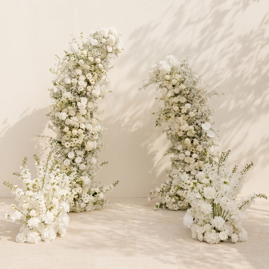 Fiorina:Luxury Classic White Color Flower Arch for Weddings&amp;Event Decor Including Frame and 2 Aisle Flower sets fiorina front