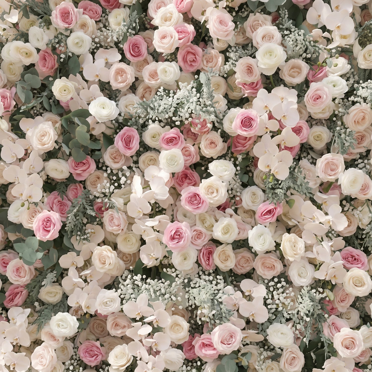 Floressa: Luxury 4D Blush Pink &amp; Ivory Silk Floral Wall Backdrop with Sage Greenery for Enchanted Garden Weddings