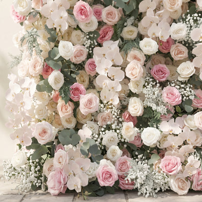 Floressa: Luxury 4D Blush Pink &amp; Ivory Silk Floral Wall Backdrop with Sage Greenery for Enchanted Garden Weddings