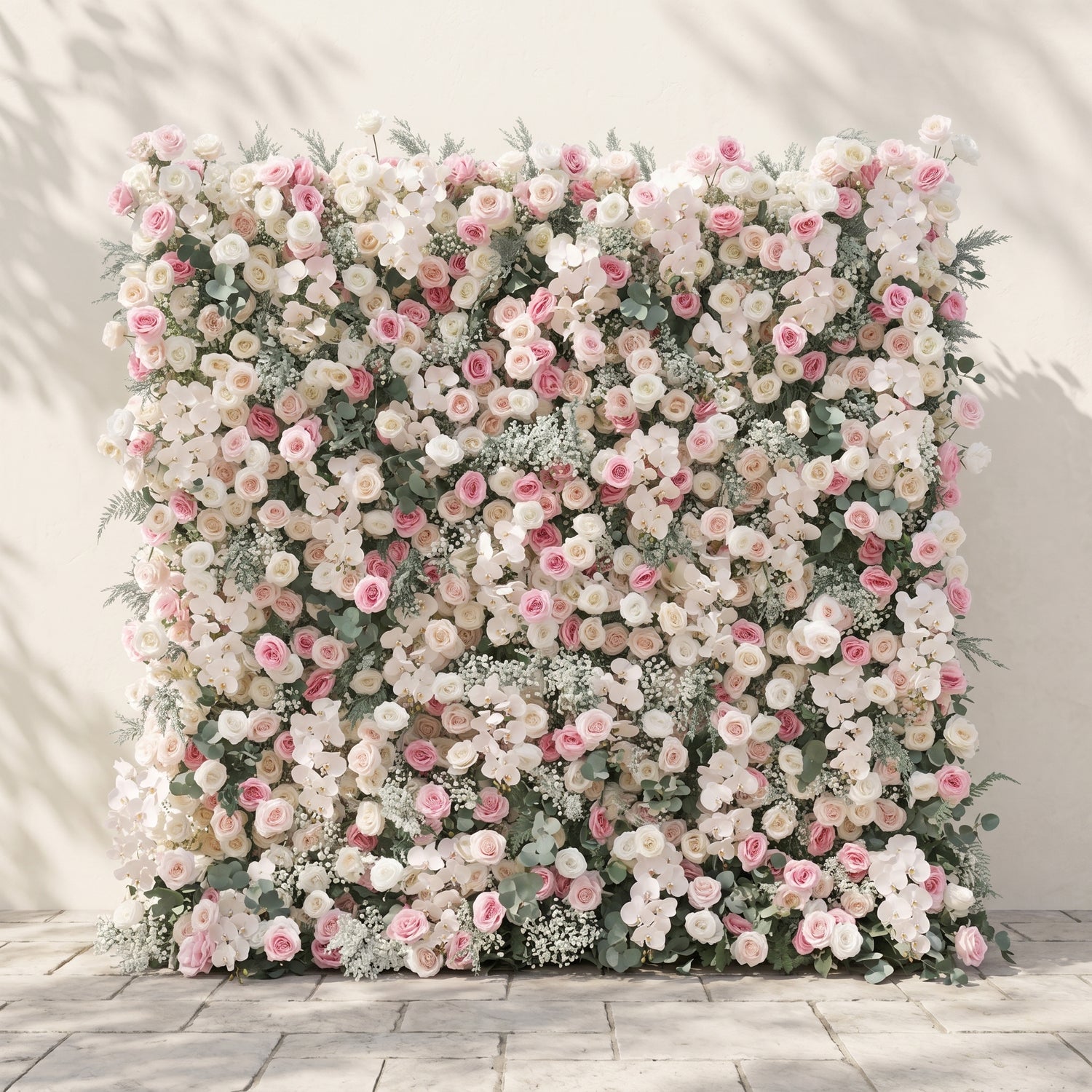 Floressa: Luxury 4D Blush Pink &amp; Ivory Silk Floral Wall Backdrop with Sage Greenery for Enchanted Garden Weddings