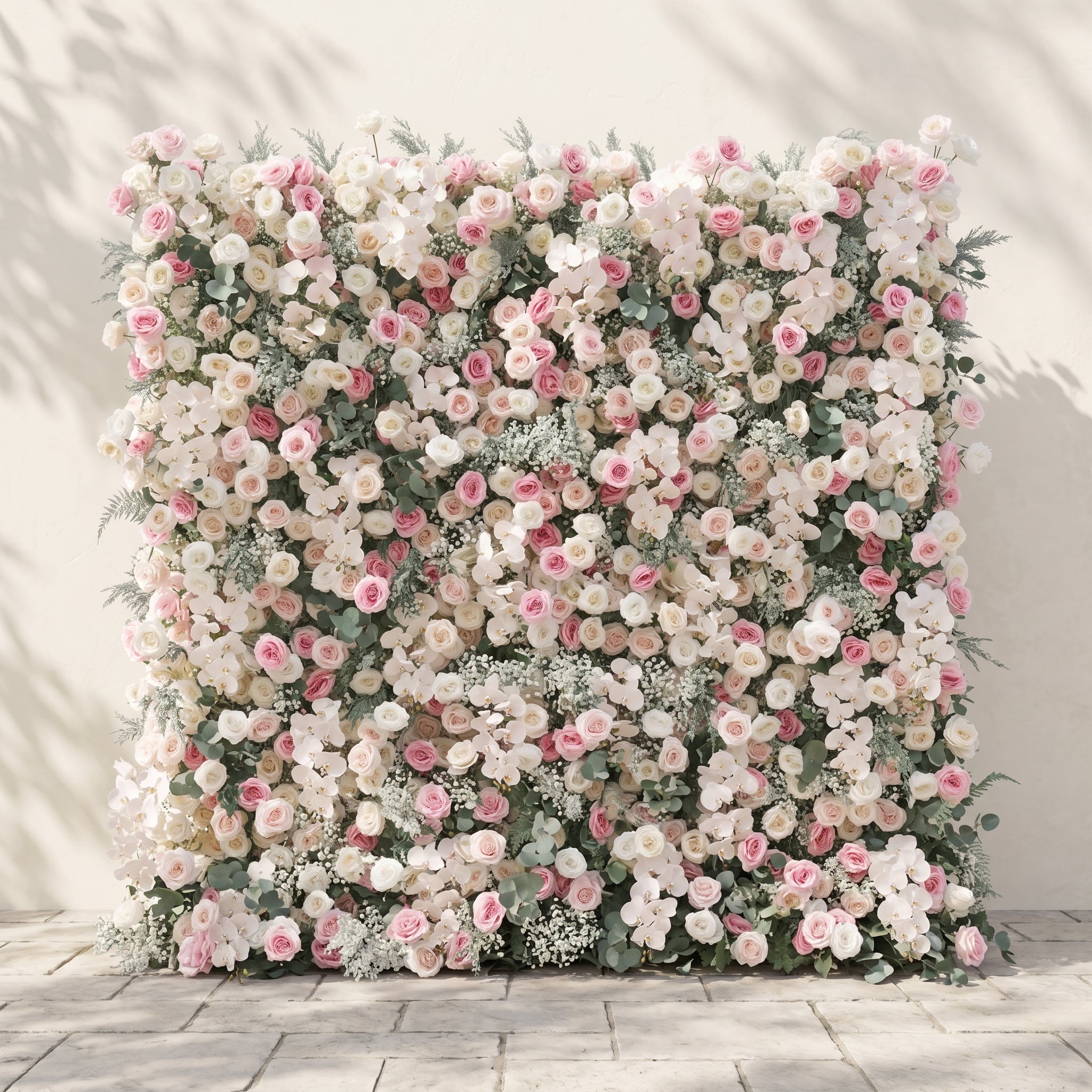 Floressa: Luxury 4D Blush Pink &amp; Ivory Silk Floral Wall Backdrop with Sage Greenery for Enchanted Garden Weddings