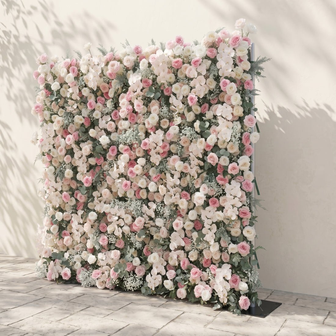 Floressa: Luxury 4D Blush Pink &amp; Ivory Silk Floral Wall Backdrop with Sage Greenery for Enchanted Garden Weddings