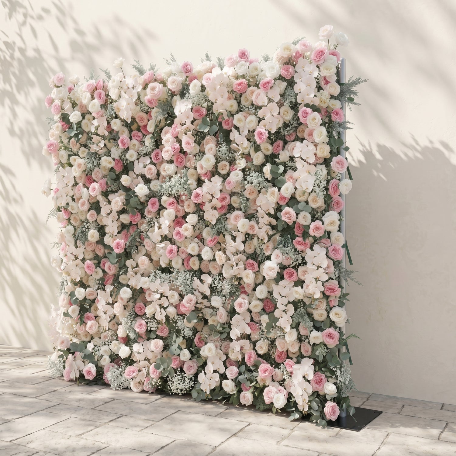 Floressa: Luxury 4D Blush Pink &amp; Ivory Silk Floral Wall Backdrop with Sage Greenery for Enchanted Garden Weddings