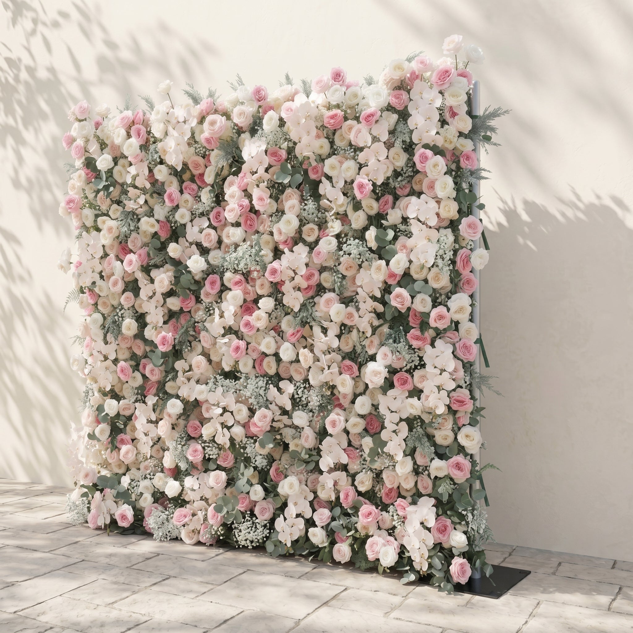 Floressa: Luxury 4D Blush Pink &amp; Ivory Silk Floral Wall Backdrop with Sage Greenery for Enchanted Garden Weddings