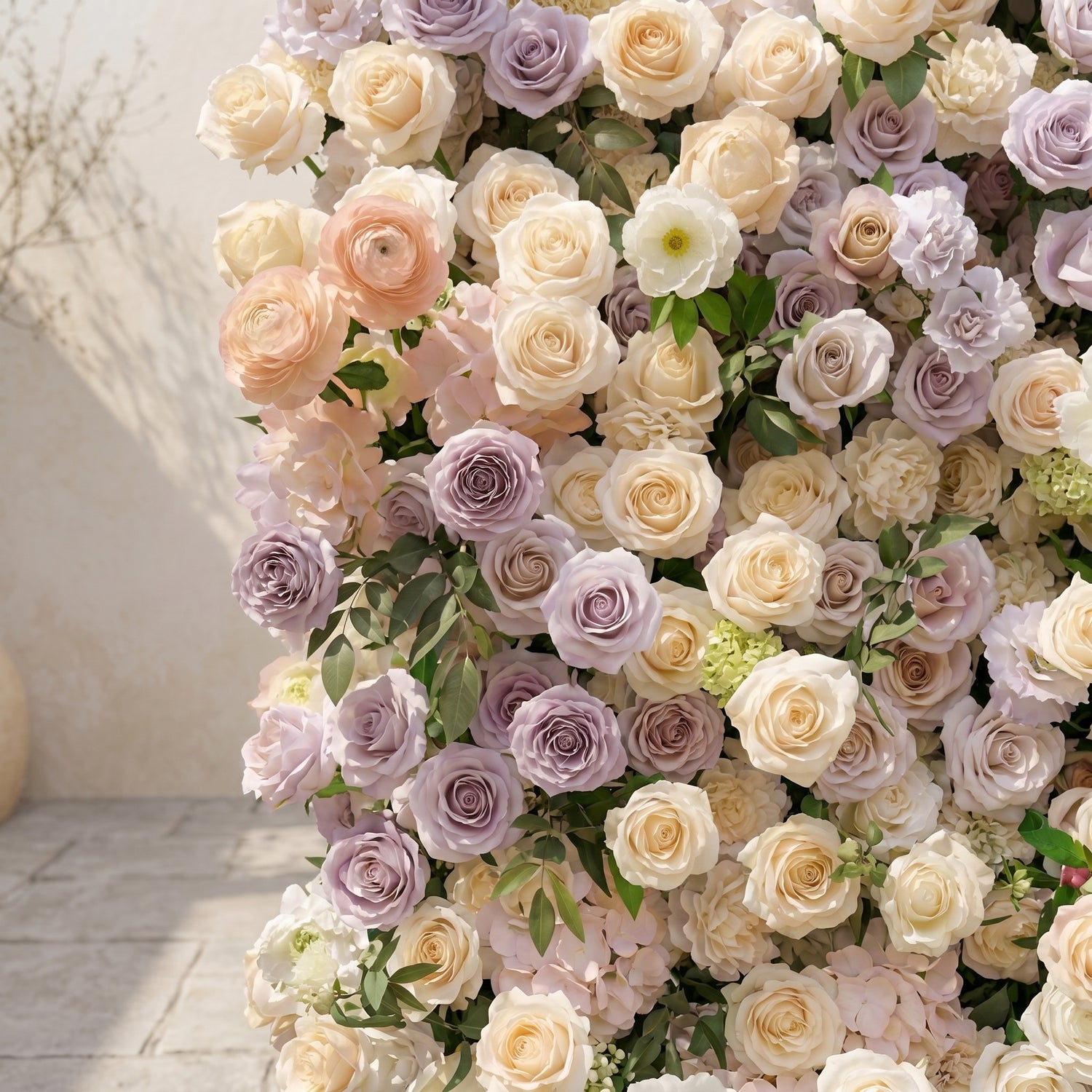 Florette:Luxury 5D Roll-up Purple and Champagne Flower Wall for Wedding and Events Decor florette detail 3