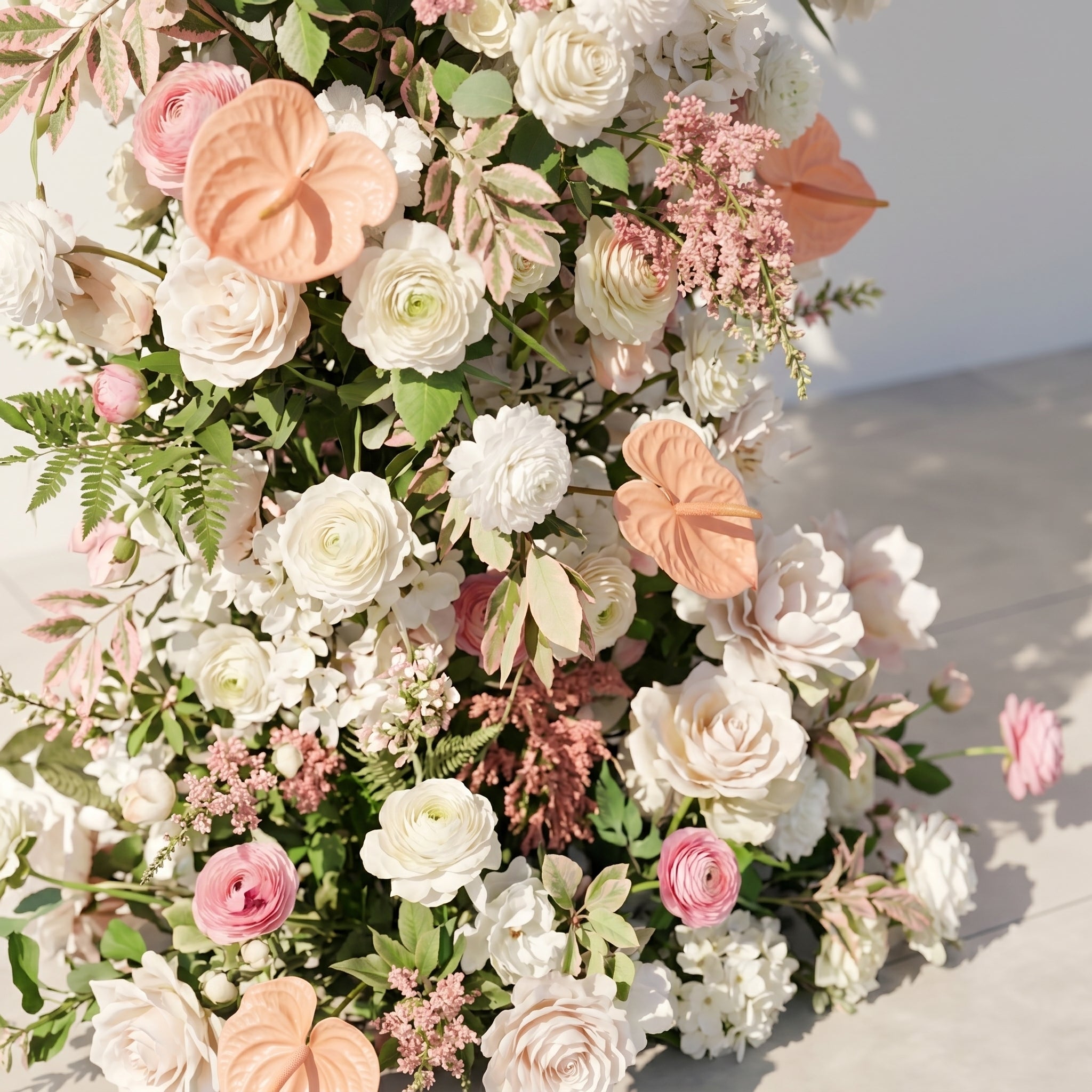 Florina:Luxury White&amp;Pink Flower Arch Horn Arch for Weddings&amp;Event Decor Including Frame florina detail 3
