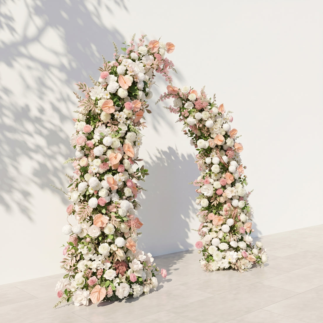 Florina:Luxury White&amp;Pink Flower Arch Horn Arch for Weddings&amp;Event Decor Including Frame florina left