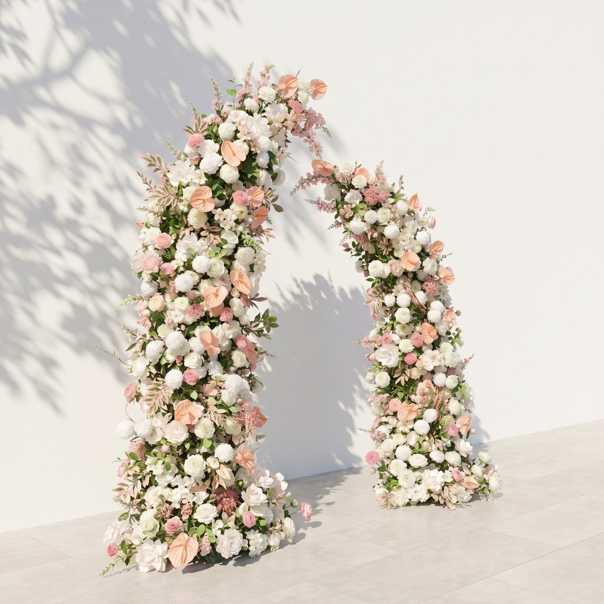 Florina:Luxury White&amp;Pink Flower Arch Horn Arch for Weddings&amp;Event Decor Including Frame florina left