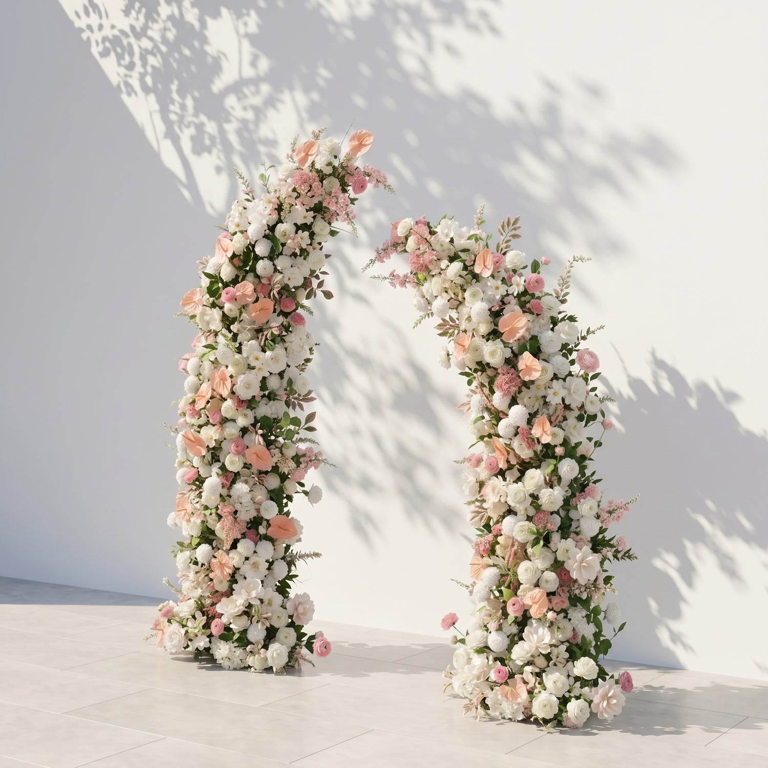 Florina:Luxury White&amp;Pink Flower Arch Horn Arch for Weddings&amp;Event Decor Including Frame florina right