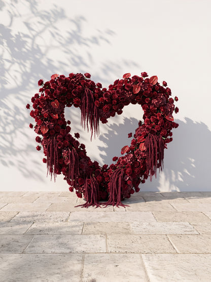 Floryana:  Heart-Shaped Floral Arch for Elegant Garden Wedding &amp; Proposal Party — front view