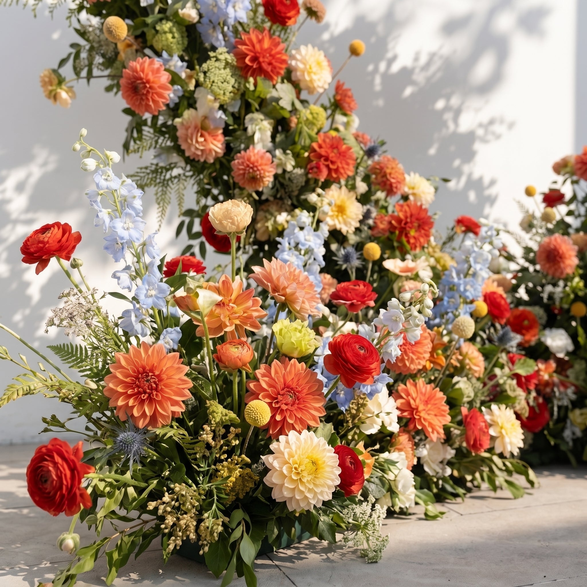 Freara: Heart-Shaped Multi-Color Dahlia &amp; Rose Silk Flower Arch Floral Arrangement for Vibrant Weddings