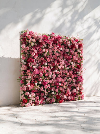 Fuchsia：2026 Luxury 5D Macaron Floral Wall with Greenery Roll-Up Backdrop for Whimsical Bridal Showers