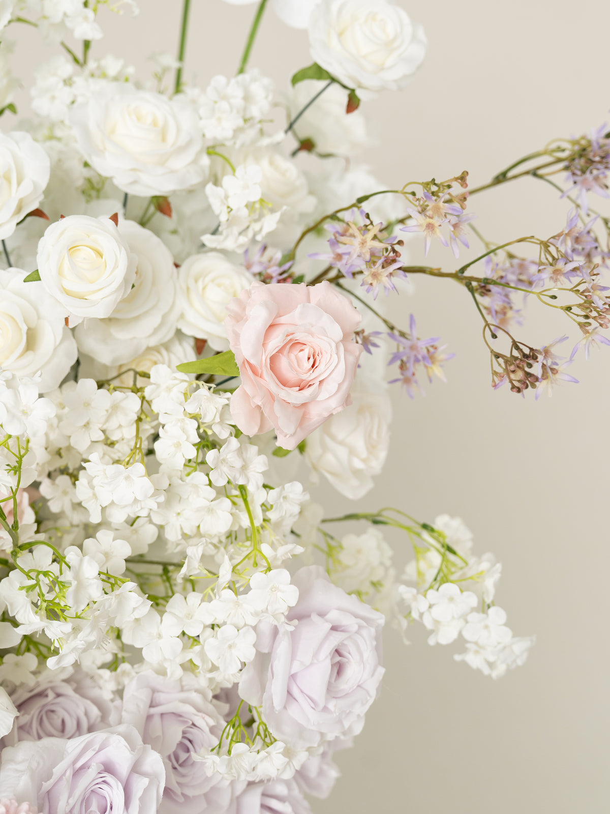 Gabina: All White Silk Floral Ground Horn Arch Arrangement with Cascading Amaranthus Greenery for Romantic Minimalist Weddings &amp; Garden Event Decor Including Frame