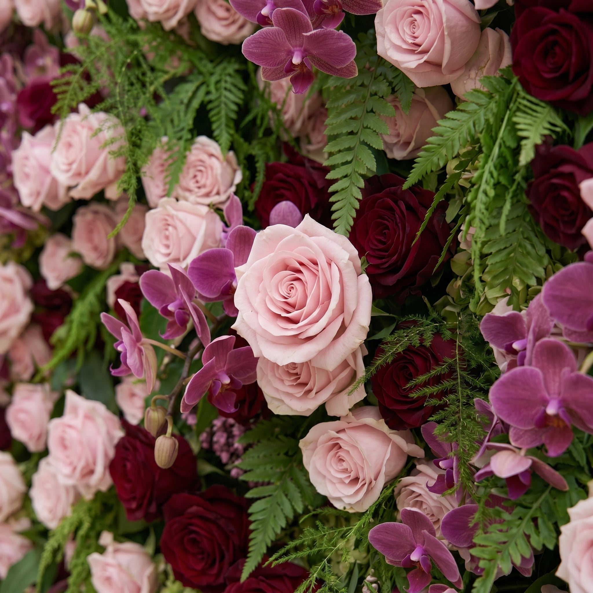 Gaellena:Luxury 5D Burgundy &amp; Blush Pink Floral Wall with Greenery Roll-Up Backdrop for Romantic Fall Weddings