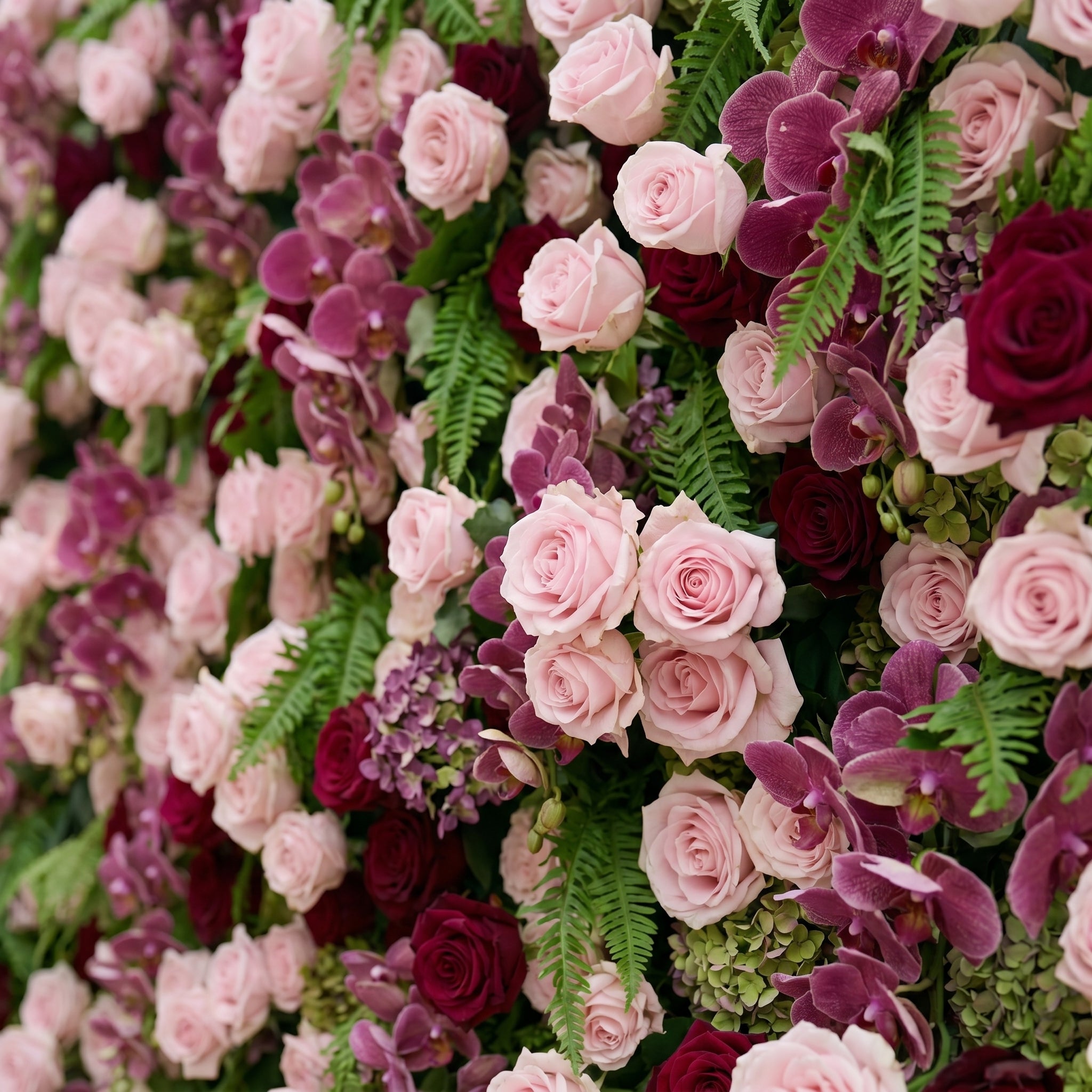 Gaellena:Luxury 5D Burgundy &amp; Blush Pink Floral Wall with Greenery Roll-Up Backdrop for Romantic Fall Weddings
