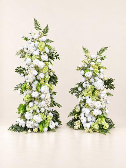Galene: White and Green Rose Calla Lily Wedding Background Arch Pillar Decorative Flower Row Excluding Frame
