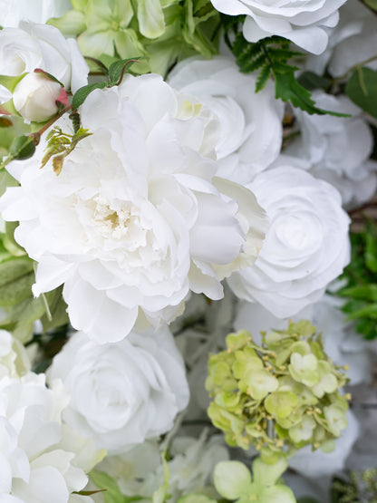 Galene: White and Green Rose Calla Lily Wedding Background Arch Pillar Decorative Flower Row Excluding Frame