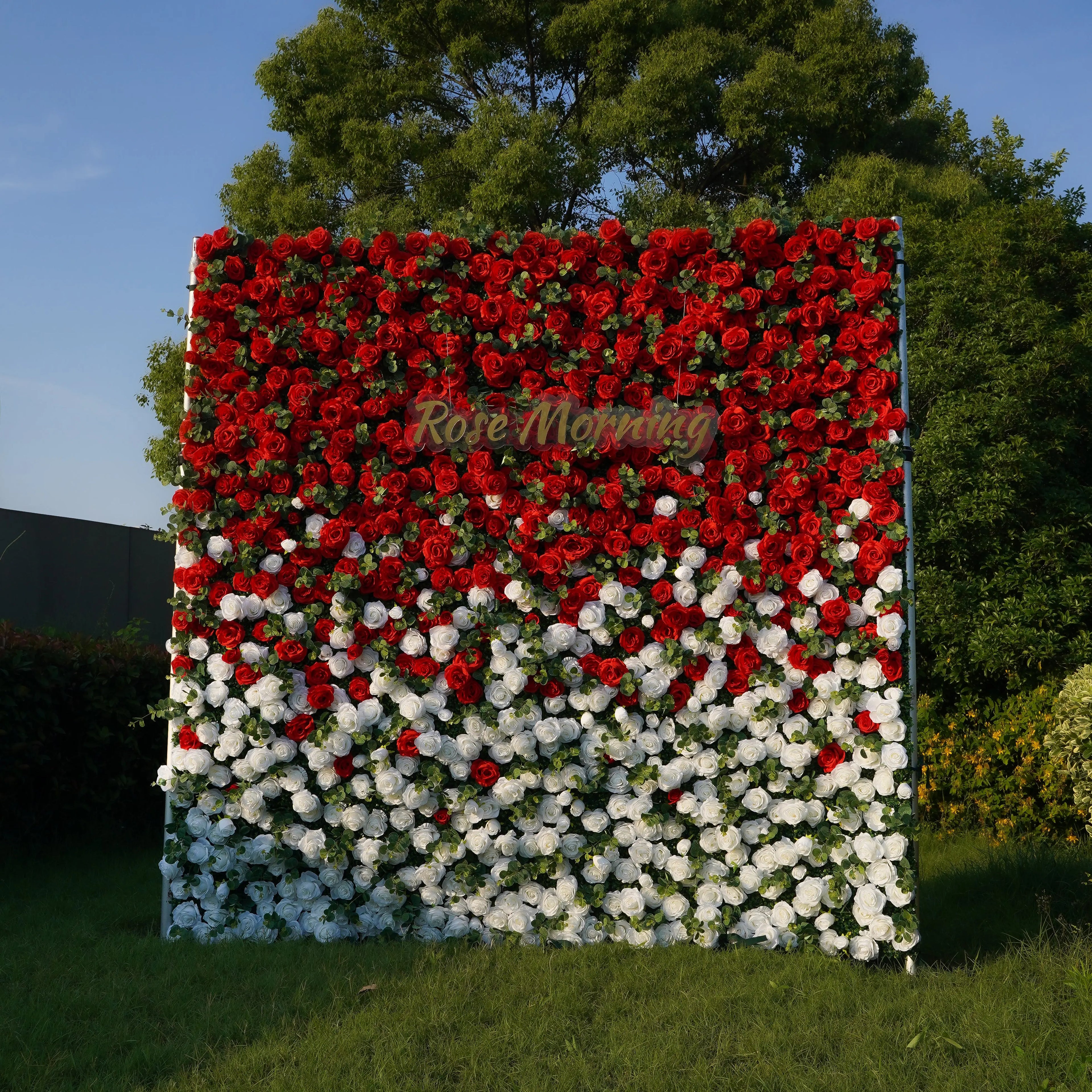 Garden：3D  Fabric Artificial rolling up curtain flower wall