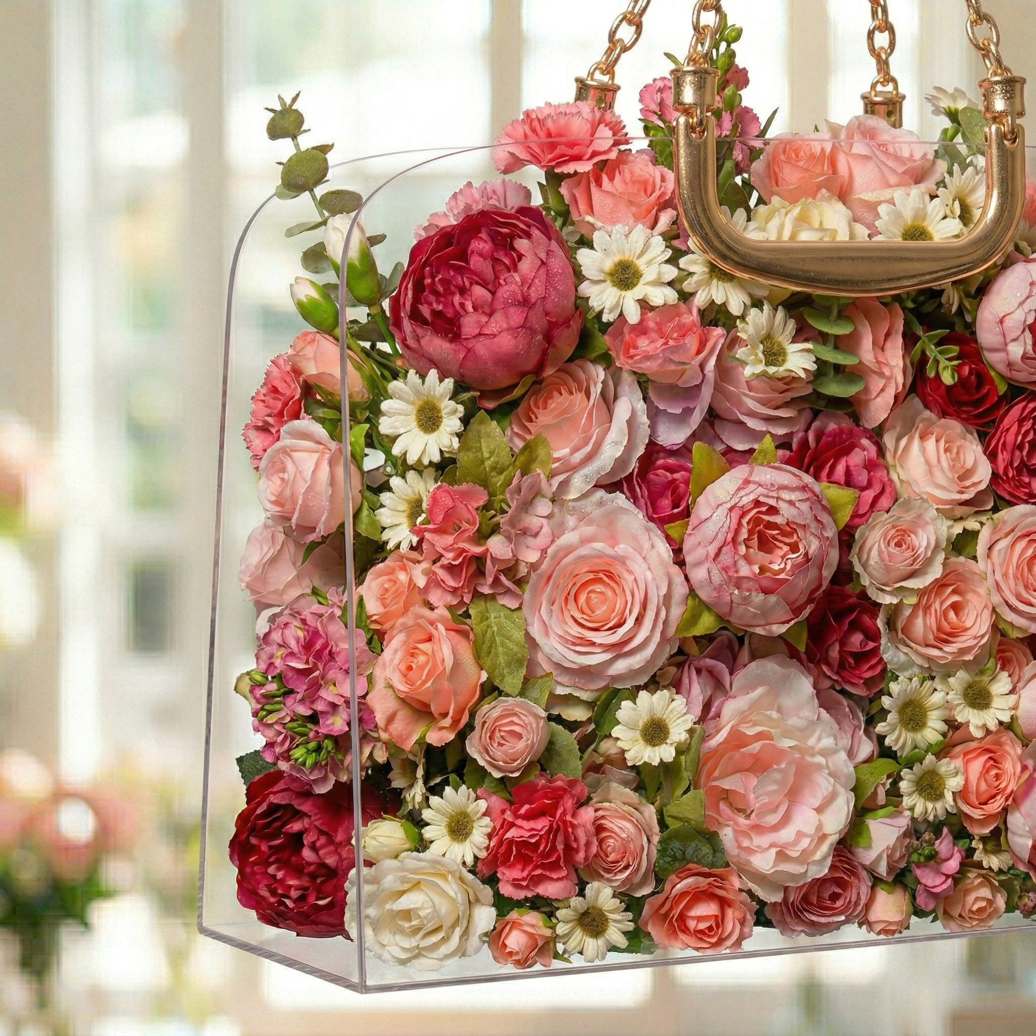 Hollis: Transparent Acrylic Flower Gift Bag Keepsake| Perfect Bridesmaid Proposal &amp; Wedding Favor