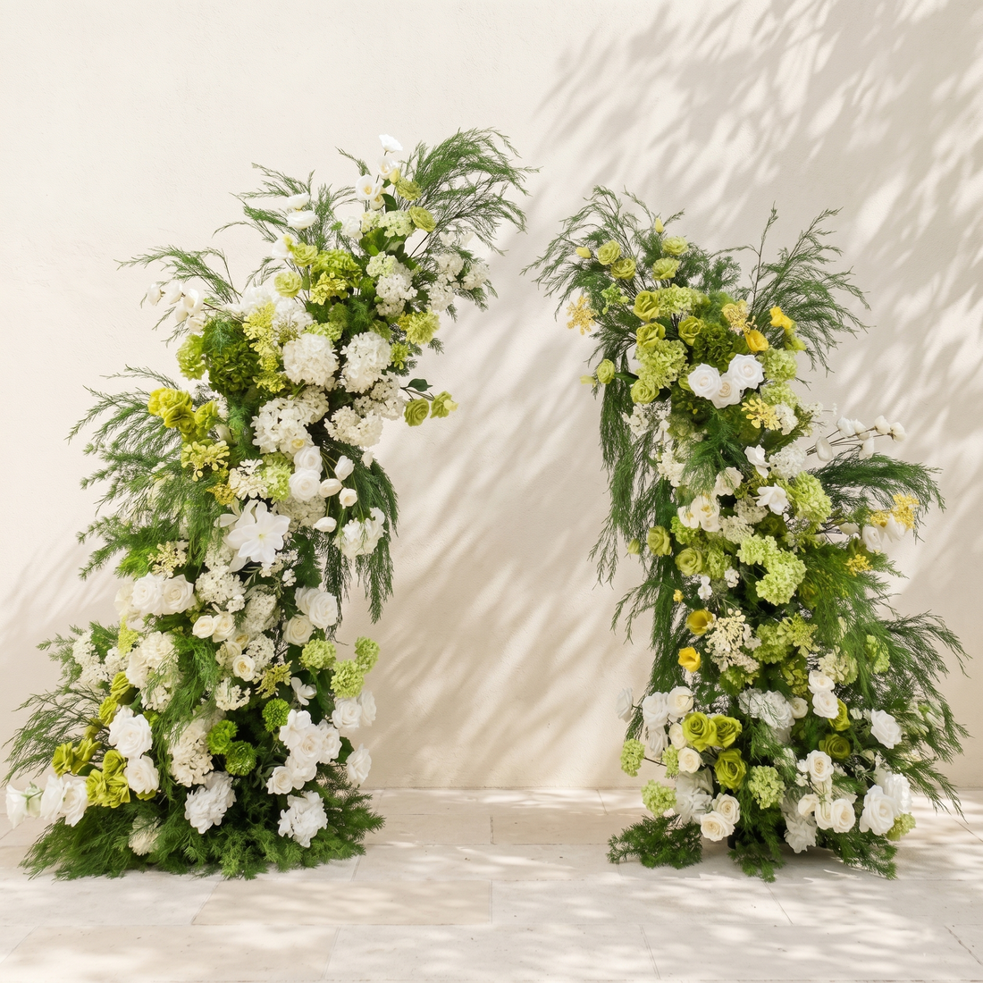Gemirae:Luxury Classic Green &amp;White Color Flower Arch for Weddings&amp;Event Decor Including Frame gemirae front