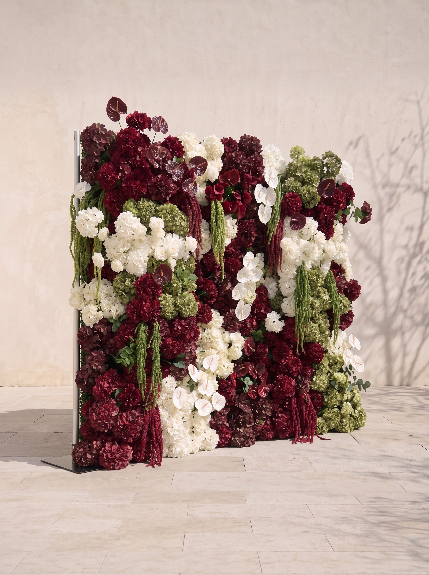 Gemlora: 5D Fabric Artificial rolling up curtain flower wall — left view