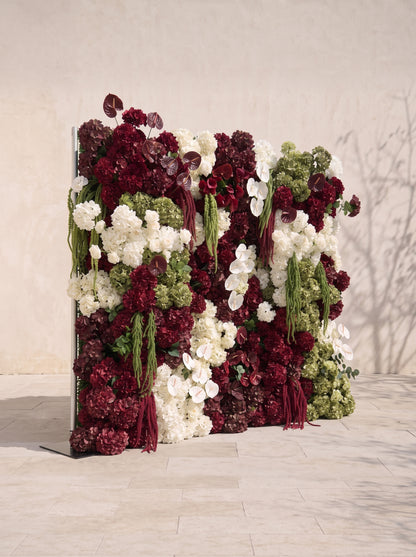 Gemlora: 5D Fabric Artificial rolling up curtain flower wall — left view