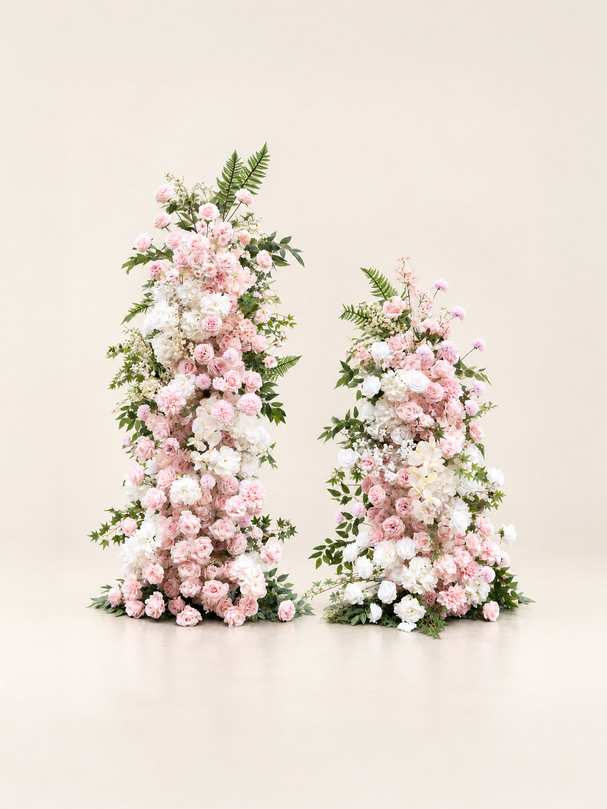 Genny: White and Pink Rose Wedding Background Arch KT Backdrop Decorative Flower Row Excludes Frame