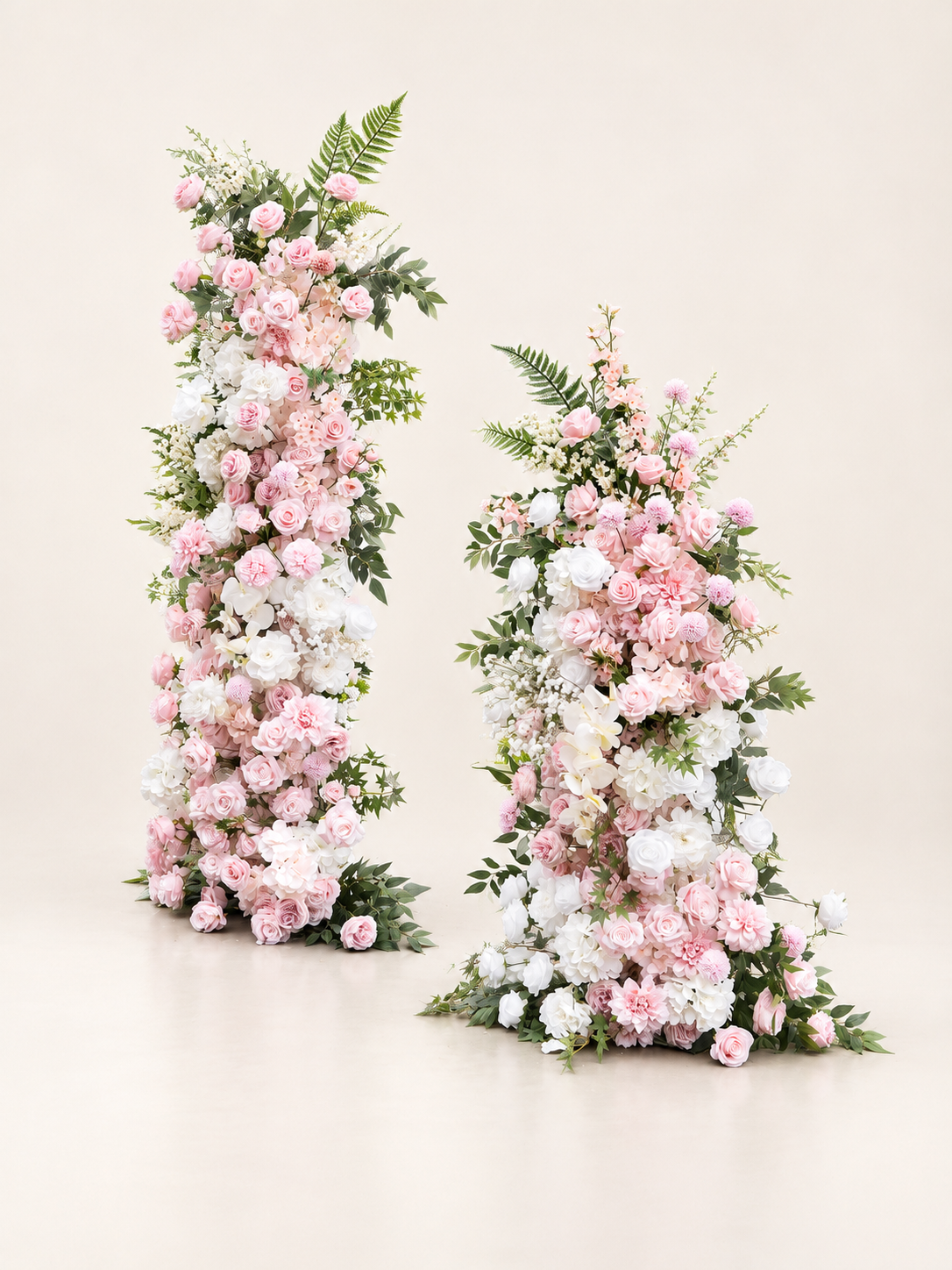Genny: White and Pink Rose Wedding Background Arch KT Backdrop Decorative Flower Row Excludes Frame